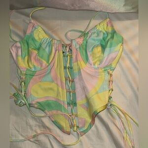 Sabo skirt Colorful Lace-Up top